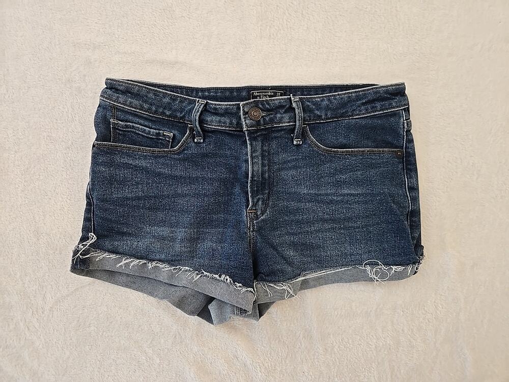 Abercrombie & Fitch Harper Low-rise Cuffed Denim Shorts Womans Sz 28/6 Cutoff